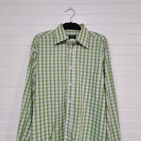 Paul & Shark Yachting Plaid Gingham Check Button Up Shirt Mens Size Large Green - Picture 2 of 7